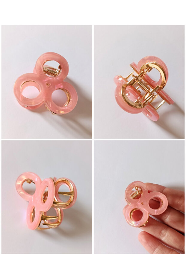 Pearlescent Candy Pink Clover Model Hair Accessory Fashion Brand Latch Buckle 4 cm