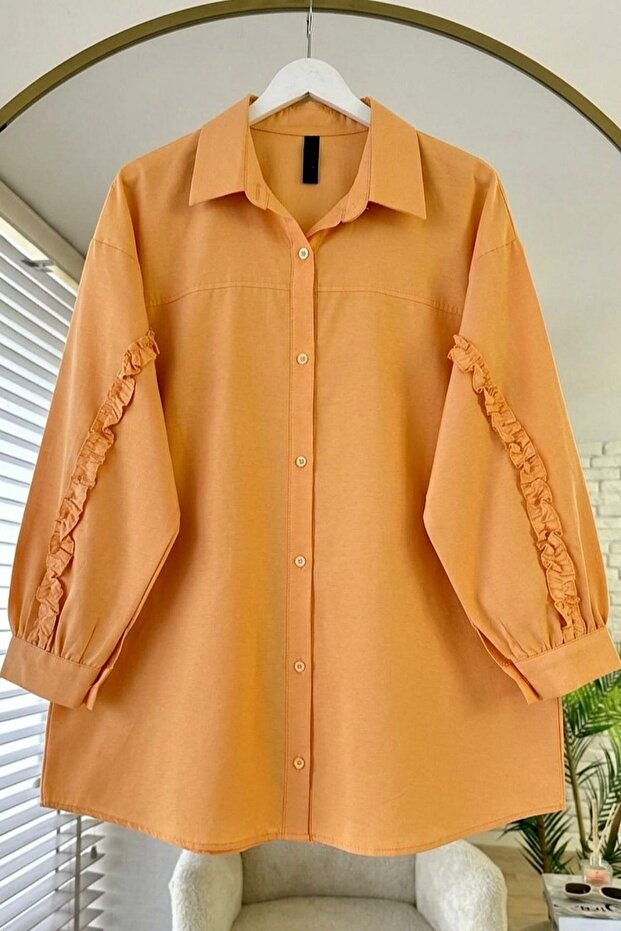 Women's Ruffled Sleeves Robe Hijab Shirt