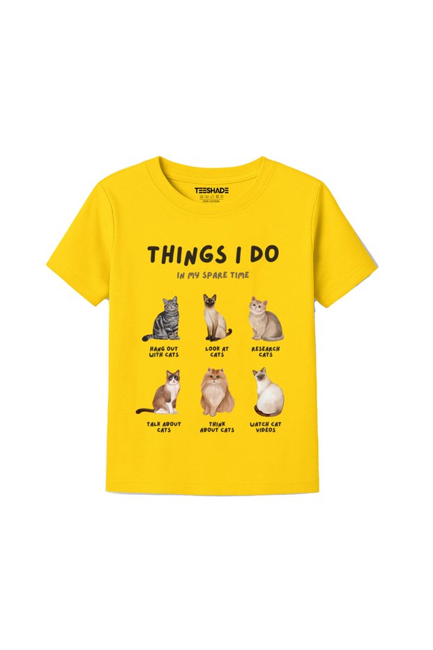 Things I Do Cat Design T-Shirt for Unisex Kids – 100% Cotton Multiple Colors – Sizes 0-16 Years