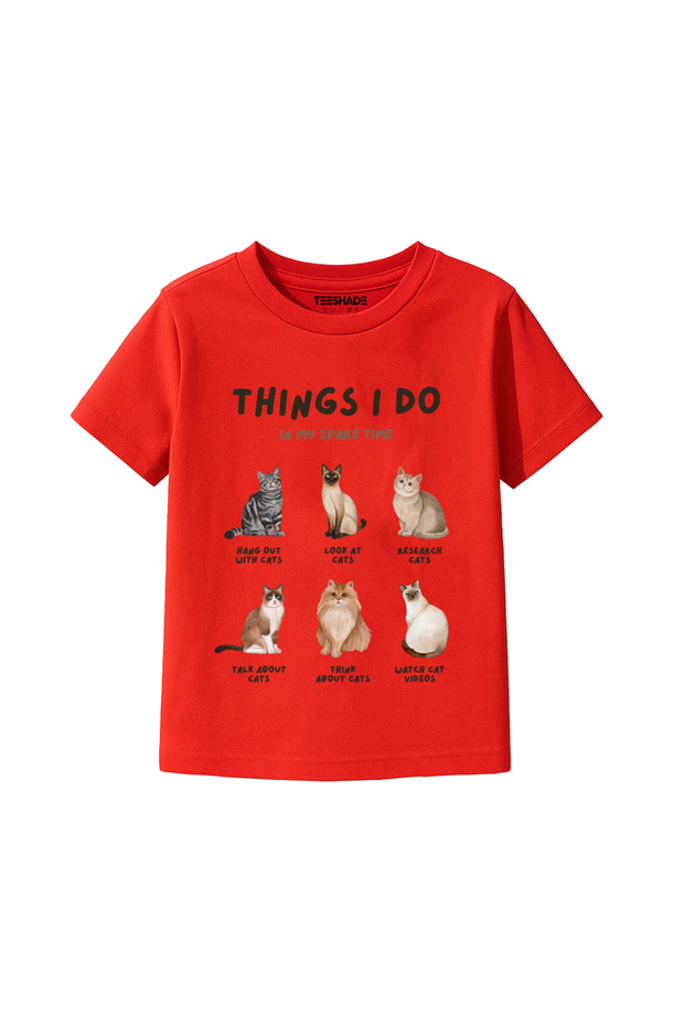 Things I Do Cat Design T-Shirt for Unisex Kids – 100% Cotton Multiple Colors – Sizes 0-16 Years