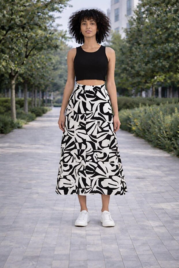 PATTERNED CLOSE LONG SKIRT (B23-0012)