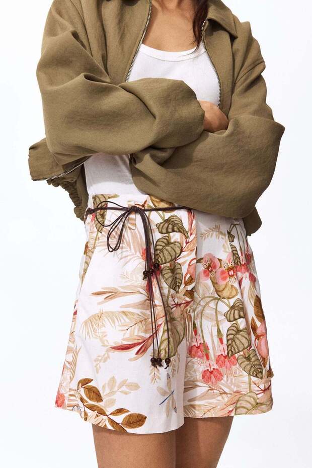 Linen-blend shorts