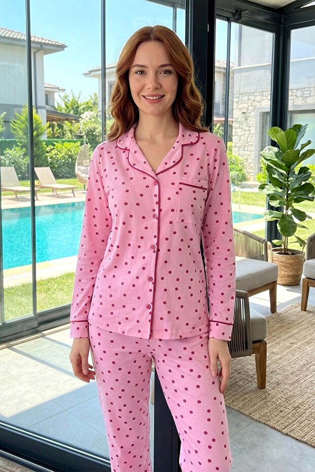 Women's Pauntiye Pattern Soft Milan Fabric Pajama Set 250347-14 Pink07