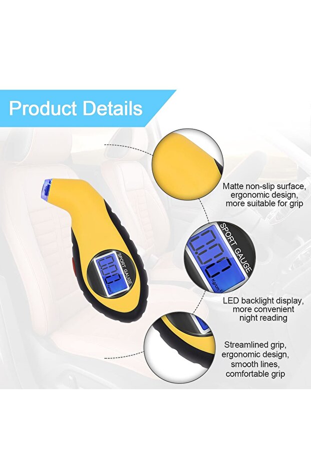 Portable Digital Tire Pressure Gauge LCD Car Safety Tool Fast Accurate Checker