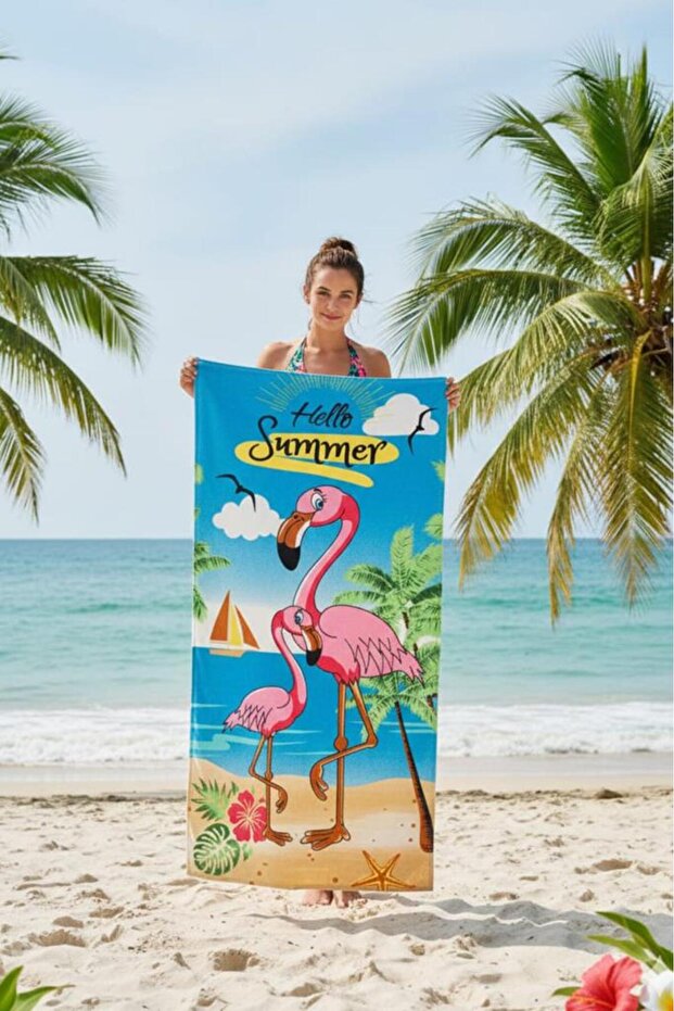 Flamingo 100% Cotton 75X150 cm Beach Towel