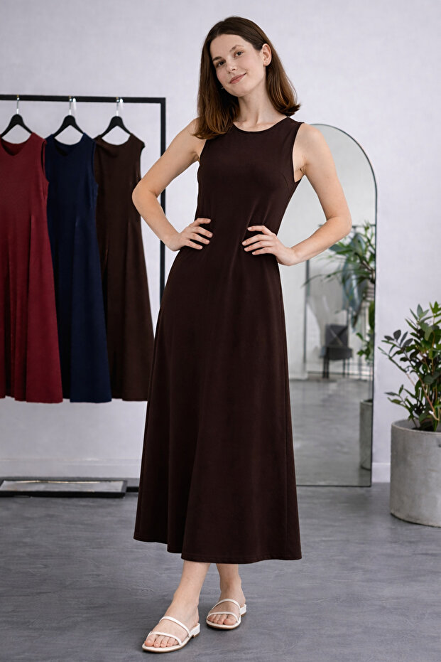 Sleeveless Undergarment Dress N8102 Brown