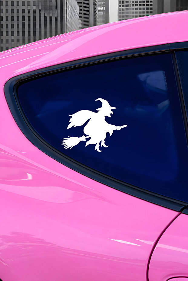 Flying Witch Sticker - Witch Figured Vehicle Sticker - Car Motor Sticker Label 15X12Cm