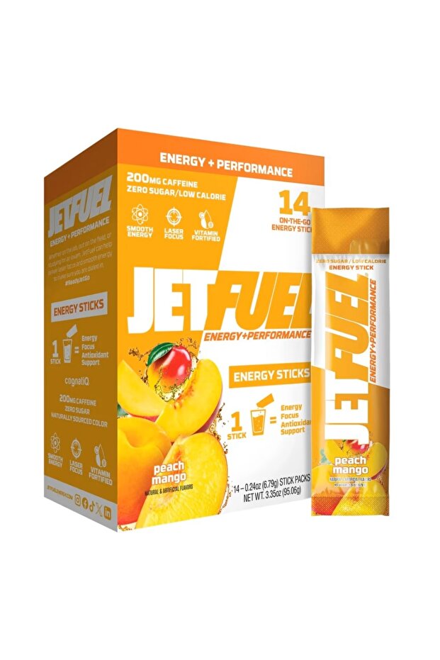 JETFUEL ENERGY STICK PACKS (14 PER BOX ) PEACH MANGO
