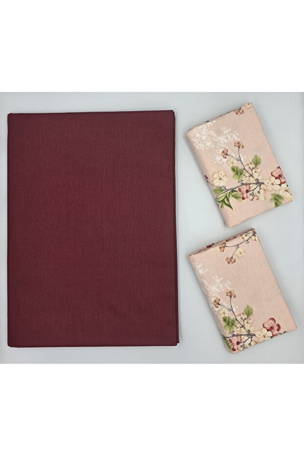 100% Organic Cotton Fabric Solid Color (Without Elastic) Sheet+Combined Patterned Pillowcase***