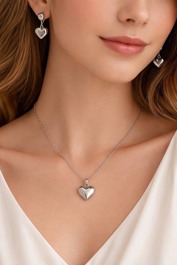 Heart Necklace and Earring Set