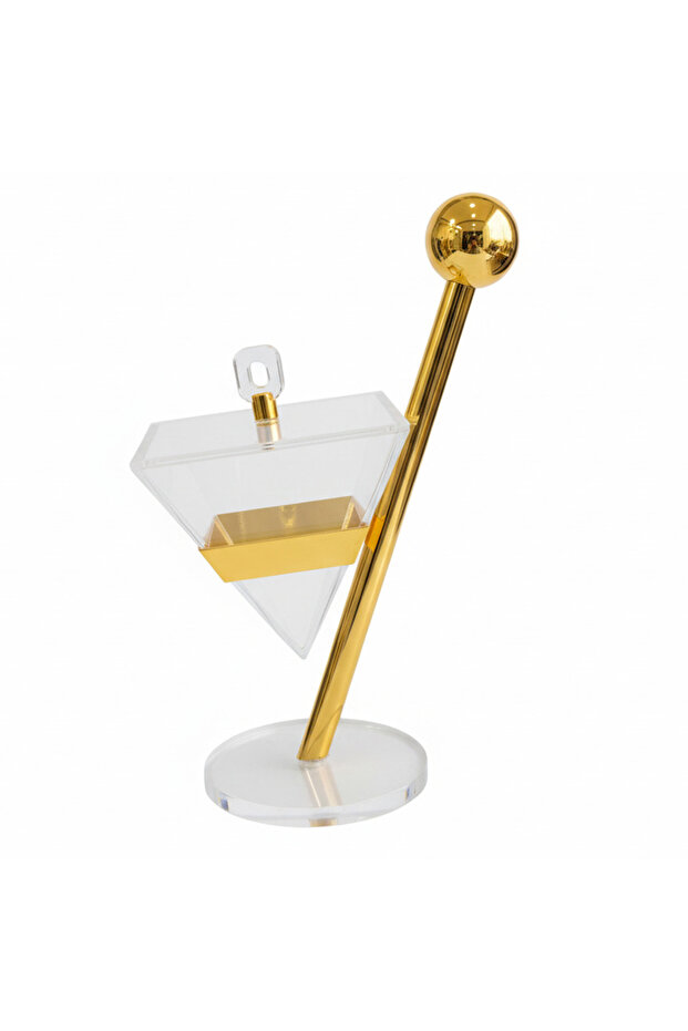 Acrylic Candy Bowl with Gold Metal Stand for Elegant Dessert and Candy Presentation – 28×13