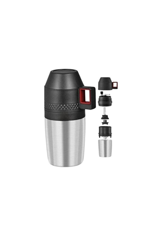 Manual Coffee Grinder with Ceramic Burr, Folding Handle & 250ML Stainless Steel Cup - Portable Mill