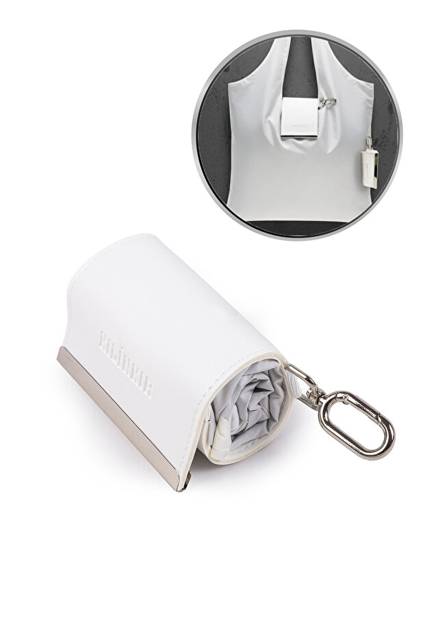 Satin Fabric Foldable Roll Practical Snap Fastener Capsule Shopping Grocery Beach Pocket Hand/Arm Bag White K004