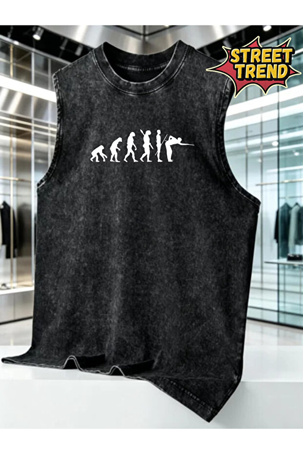 Anthracite Antique Washed Oversize Cut Sleeveless Men's T-Shirt