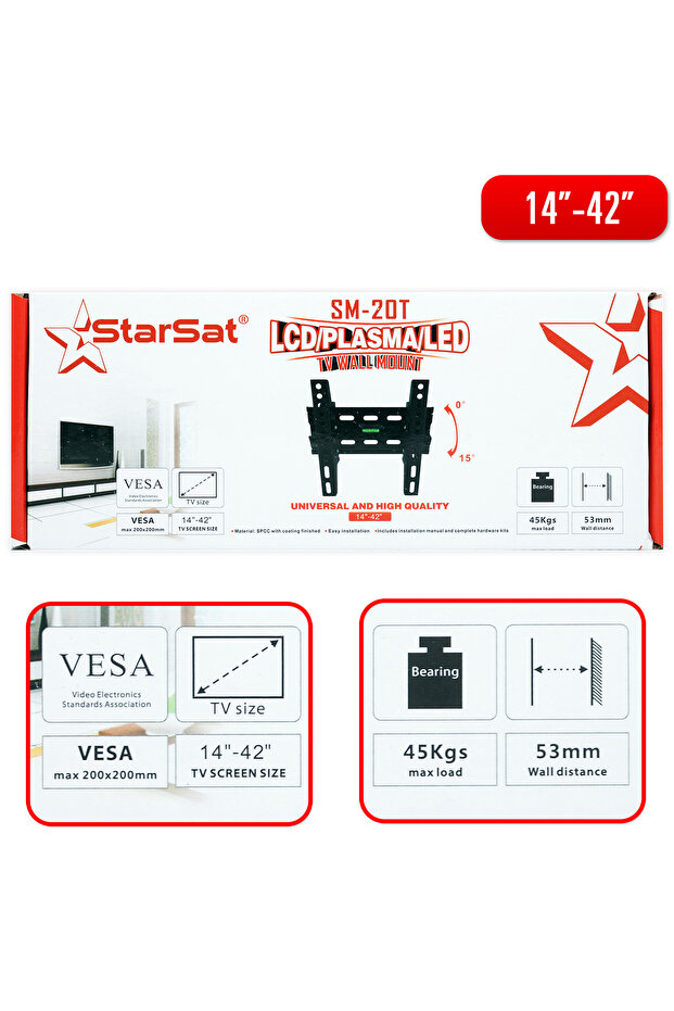 SM-20T TV Wall Mount (14"-42")