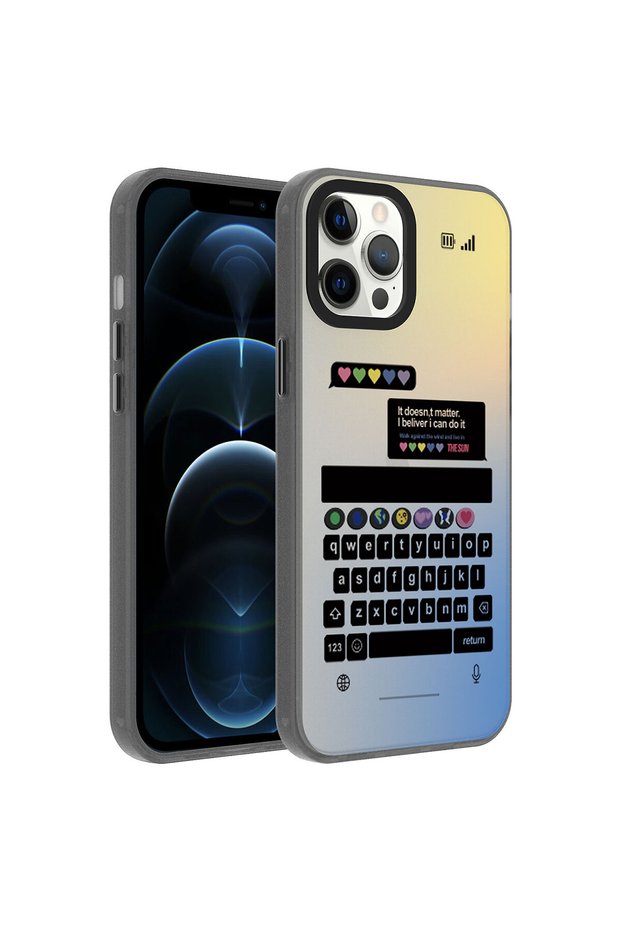 حافظة صلبة من نوع ELDP Dragon متوافقة مع هاتف iPhone 12 Pro - لوحة مفاتيح
