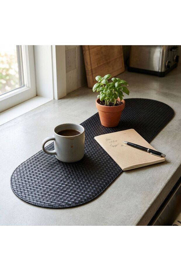 1 Piece Leather Mini Runner-Keyboard Mat-Table Mat-Desk Mat -Multi-Purpose Use Knitted Patterned