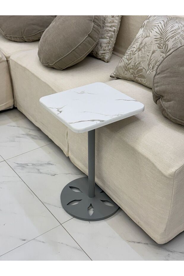 Single Service Table, Iron Base, Wooden Top