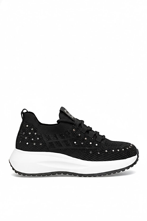 26Y301 Women's Stoned Textile Stretch Thick Sole Sports Shoes