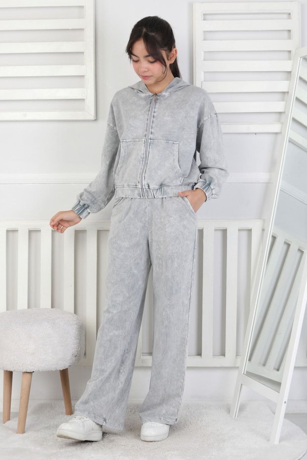 My Little One's Clothes 6-9 Years Old Zippered Washable Girls' 2-Piece Set - Gray