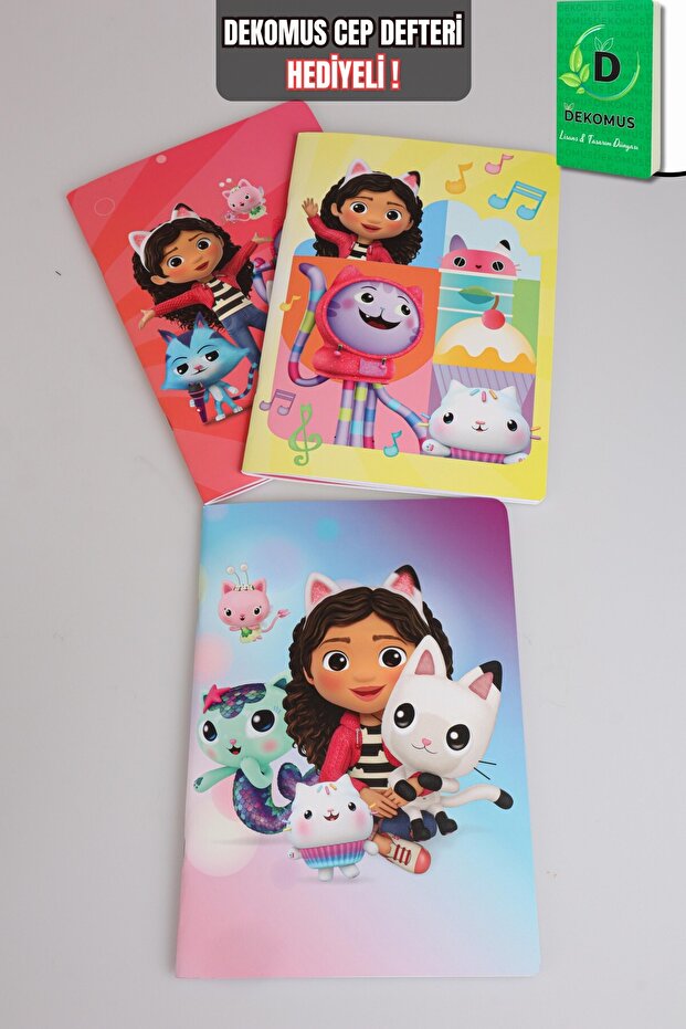 X Dekomus Licensed Gabby’S Dollhouse Striped Sticker Notebook 40 Sheets Single Piece "Dekomus Pocket Notebook