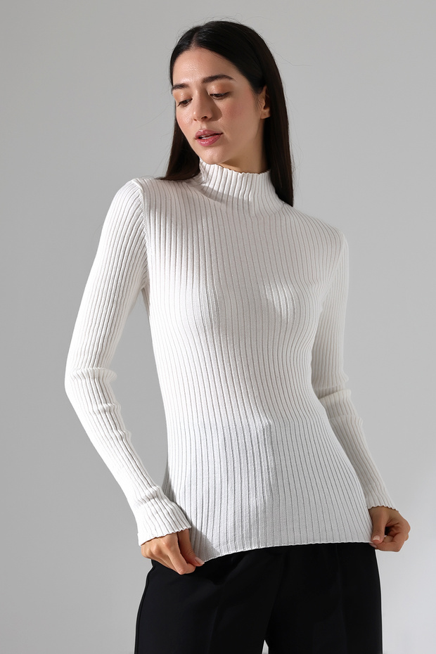 Ribbed Half Turtleneck Knitwear Sweater