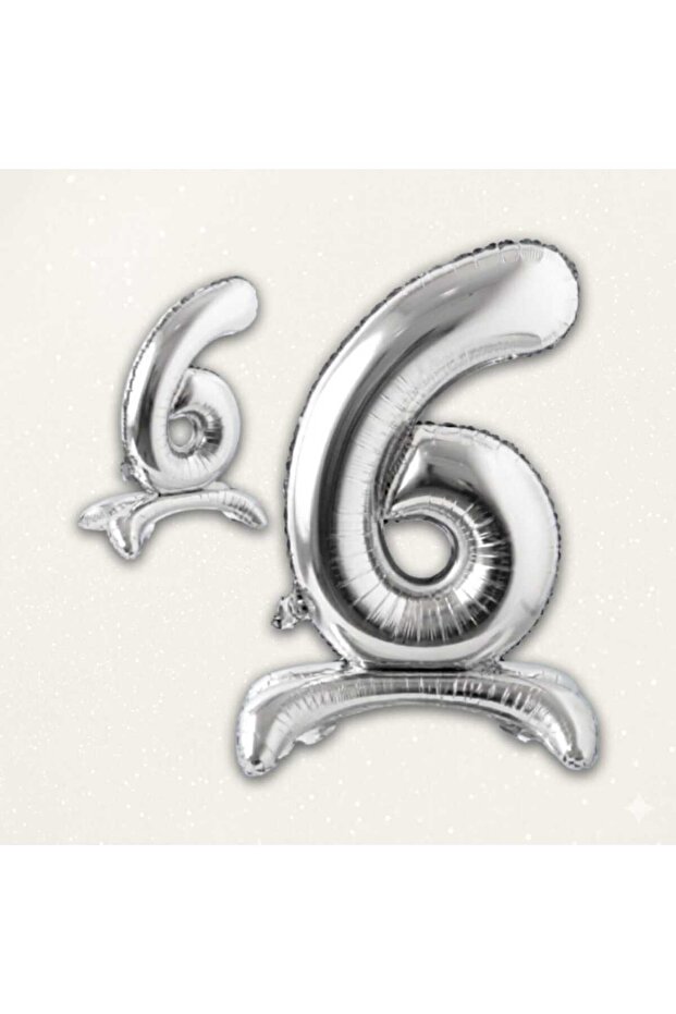 6 Year Old Silver Footed Foil Number Balloon 70 cm Birthday Party Decoration Ornament