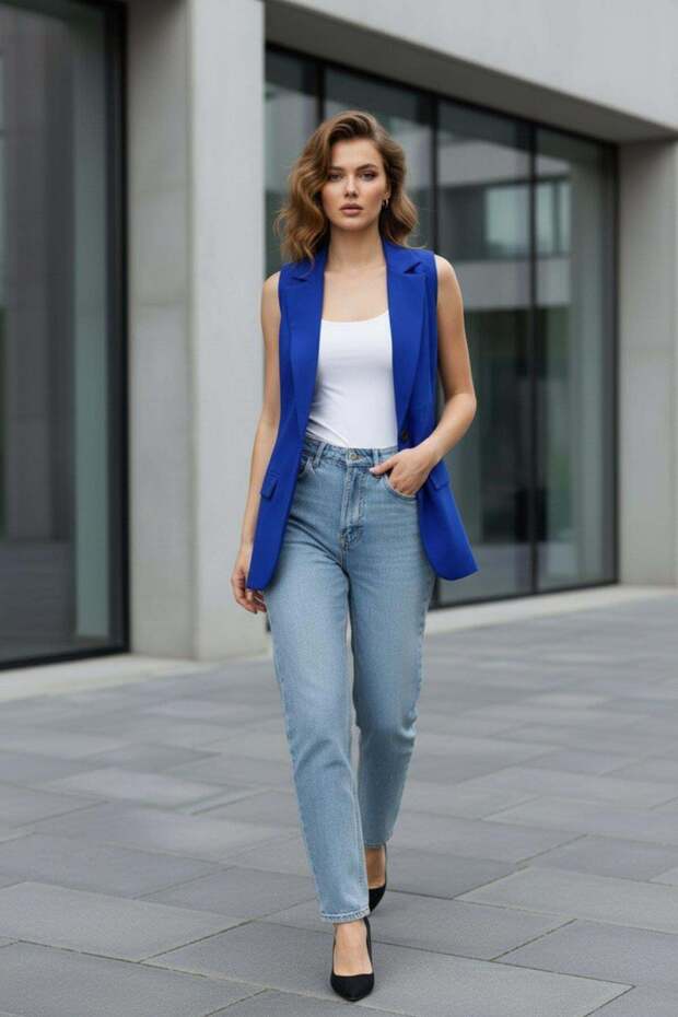Sleeveless Single Button Atlas Jacket - Saks - 4