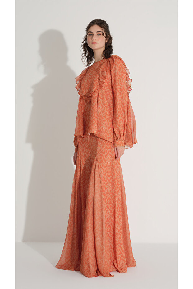 Ethnic Patterned Suit Orange - 3
