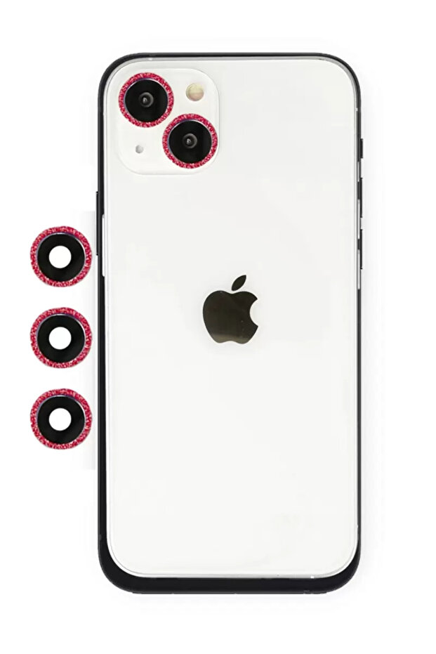 Newface Apple iPhone 14 Shine عدسة الكاميرا - أحمر