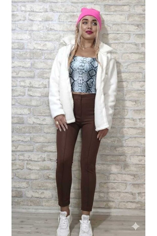 Crepe fabric trousers