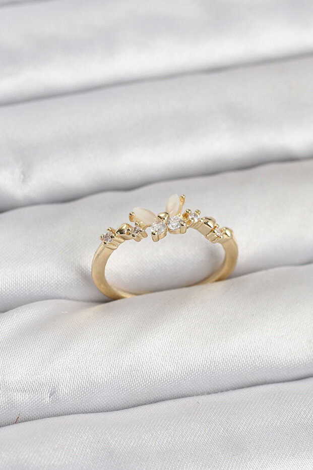 Butterfly Model Gold Color Brass Women's Ring
