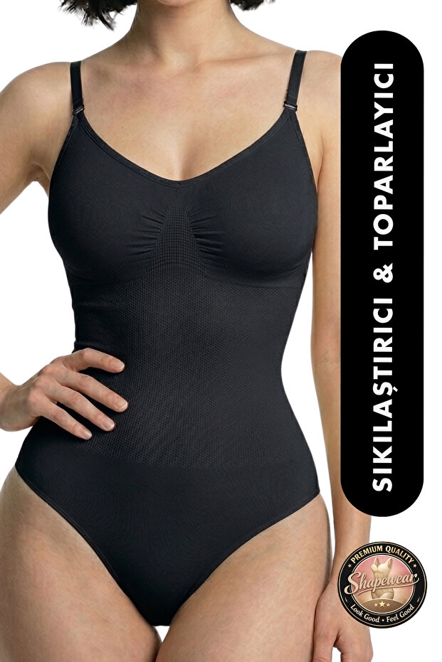 Women's Slimming Bodysuit Corset – Adjustable Straps, Snap-On Bodysuit, Over-Bust, Body Shaper