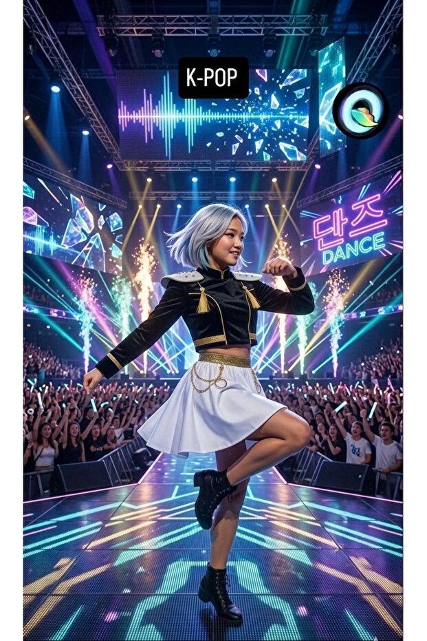 Girl's K-Pop Stage Costume with Chain Skirt