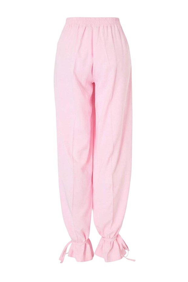 Trendyol Studio Açık Pembe Bağlama Detaylı Keten İçerikli Pantolon TWOSS26PL00111 - 5