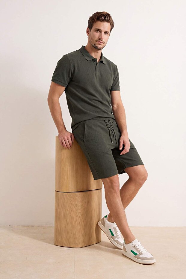 Haki Dokulu Regular Fit Polo Yaka Üst Eşofman Takımı TMNSS26EM00004 - 2