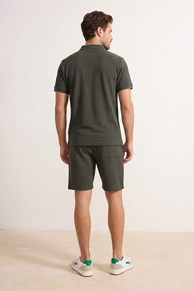 Haki Dokulu Regular Fit Polo Yaka Üst Eşofman Takımı TMNSS26EM00004 - 3
