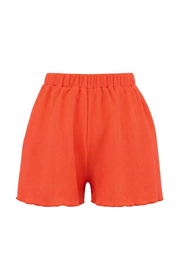 Nar Çiçeği Örme Mini Halter Yaka Plaj Bluz Şort Takım TBESS26AU00030 - 6