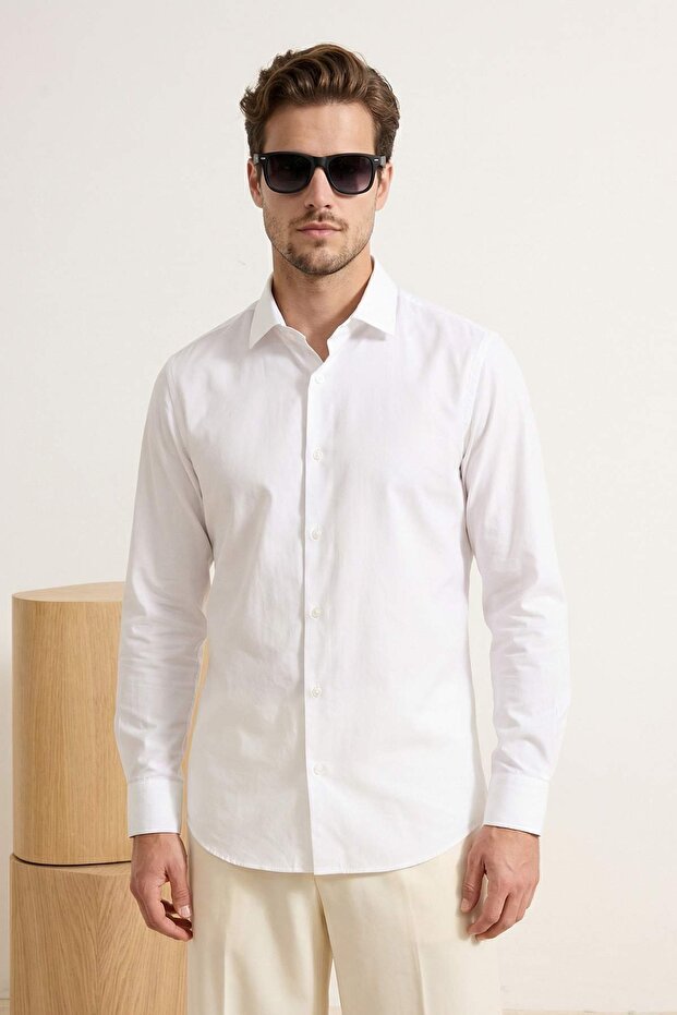 Siyah-Beyaz 2'li Takım Slim Fit Oxford Kolay Ütülenebilir Nefes Alan Erkek Gömlek TMNSS26GO00001 - 3