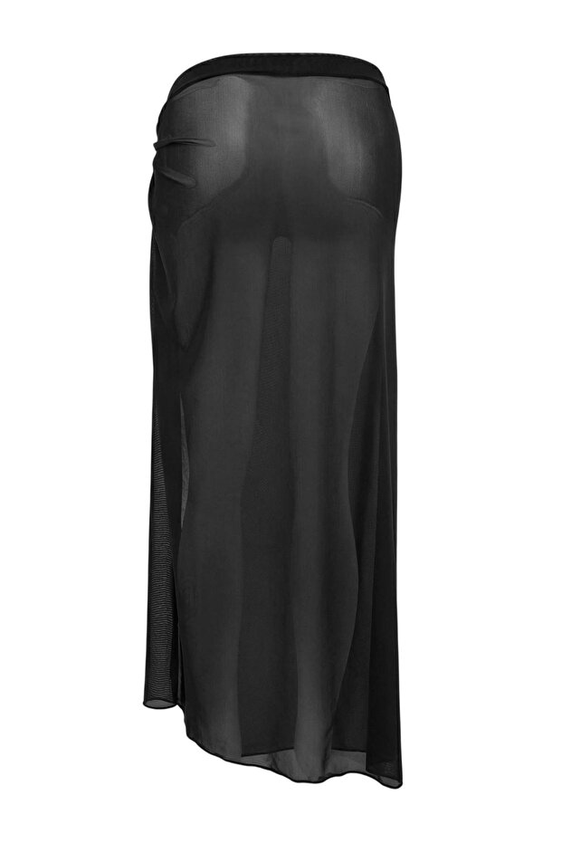 Siyah Örme Maxi Mesh Plaj Pareo TBESS26PR00006 - 6