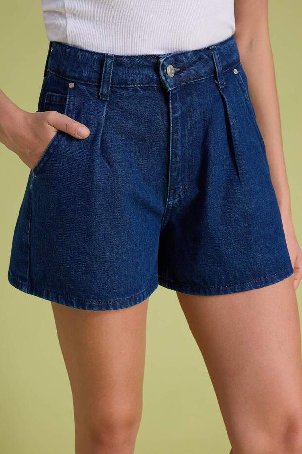 Mavi More Sustainable Pileli Yüksek Bel City Boy Denim Şort TWOSS20SR0129 - 3