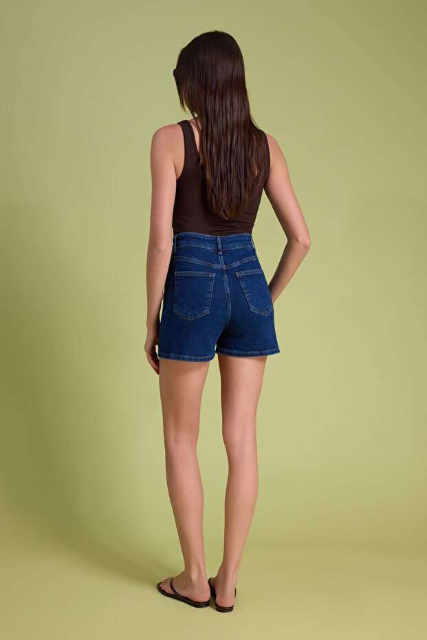 Indigo More Sustainable Yüksek Bel City Boy Denim Şort TWOSS20SR0210 - 4