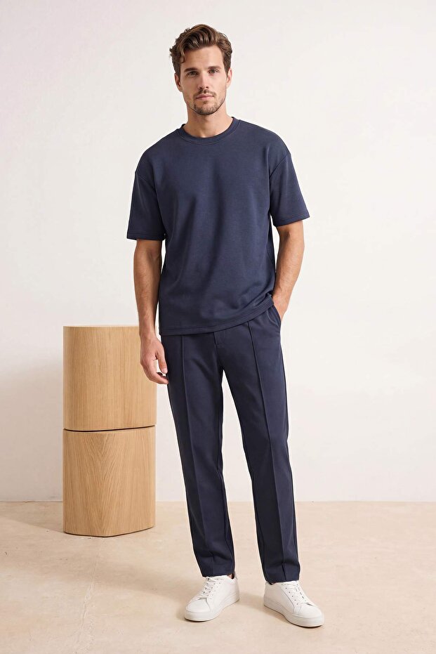 Indigo Oversize/Geniş Kesim Yumuşak Dokulu Basic T-Shirt TMNSS26TS00003 - 2