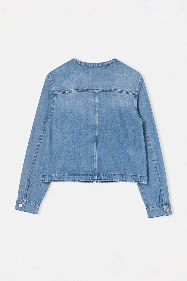 Mavi Düğme Detaylı Denim Ceket TWOSS26CE00041 - 6