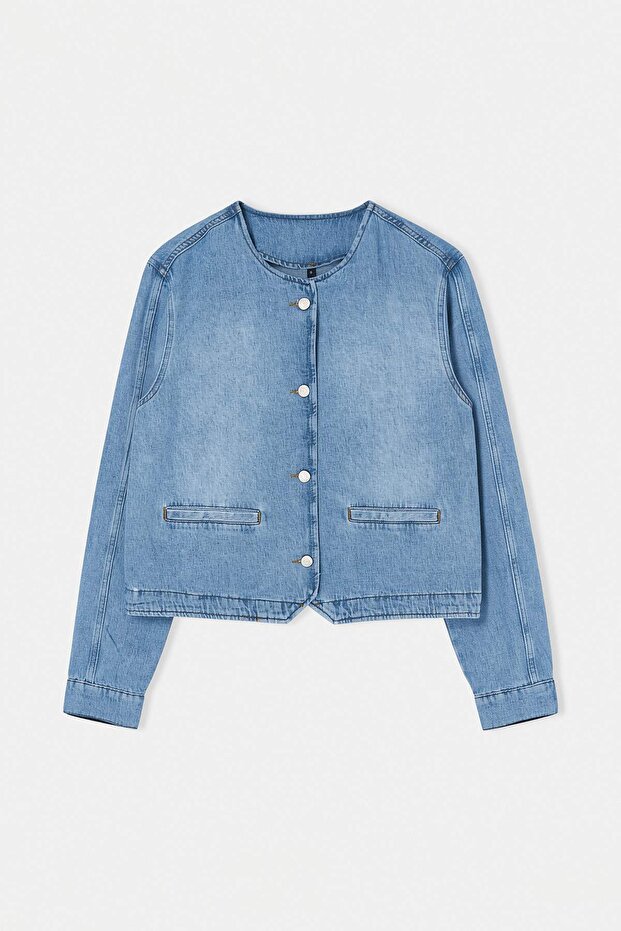 Mavi Düğme Detaylı Denim Ceket TWOSS26CE00041 - 5