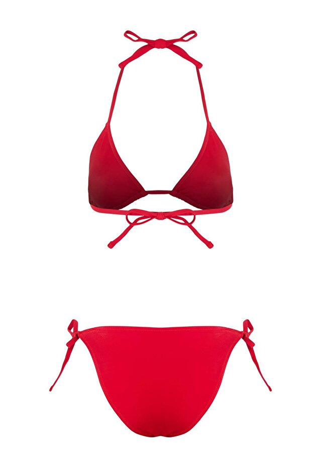 Kırmızı Üçgen Kaplı Normal Bel Regular Bikini Takımı TBESS23BT00005 - 5
