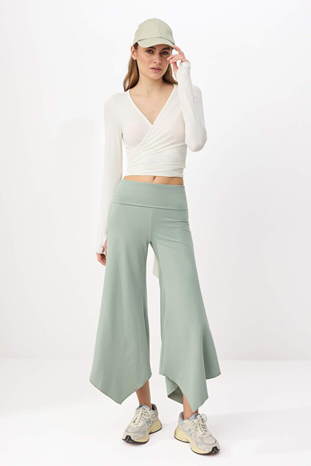 Mint Fırçalı Soft Kumaş Asimetrik Spor Yoga Pantolonu/ Eşofman Altı THMSS26EA00001 - 4