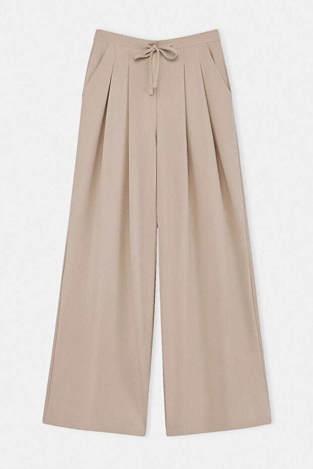 Stone Waist Elastic Palazzo Drawstring Comfortable Fit Trousers Tdrss26Pl00014
