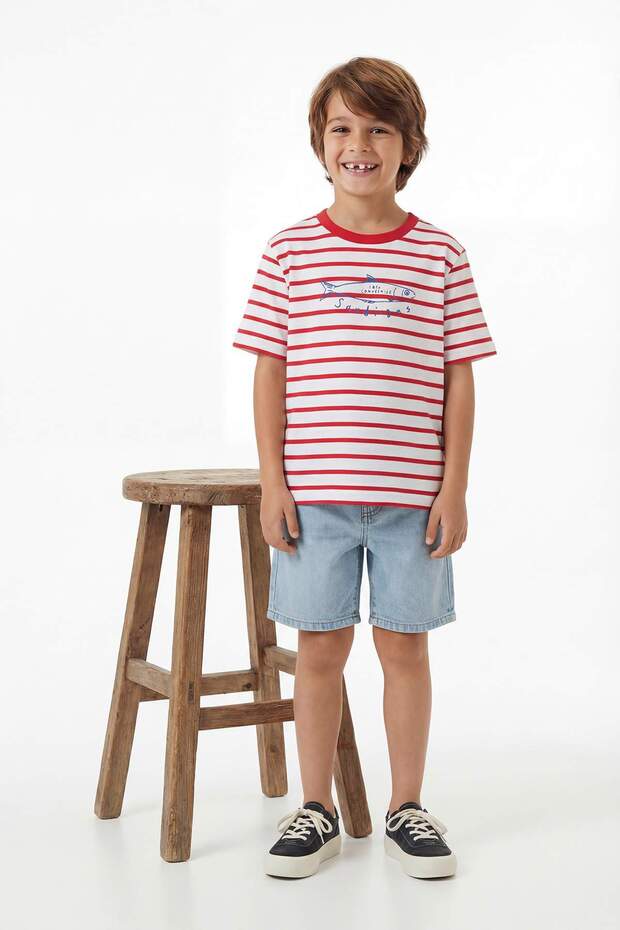 Kırmızı-Lacivert 2'li Erkek Çocuk Baskılı 23 Nisan Örme T-Shirt TKDSS26TS00038 - 3