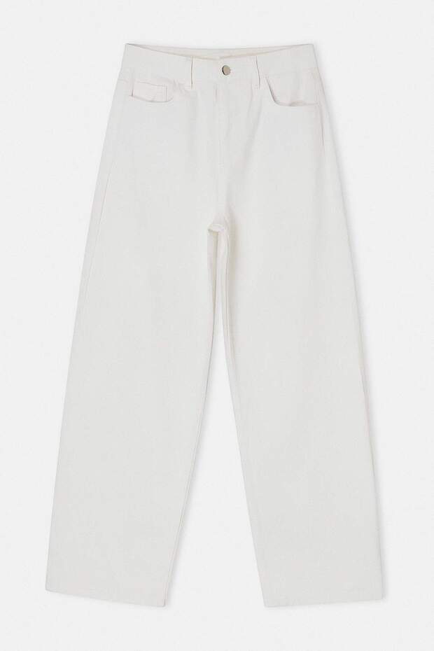 Beyaz Yüksek Bel %100 Pamuk Barrel Jeans TWOSS26JE00164 - 5